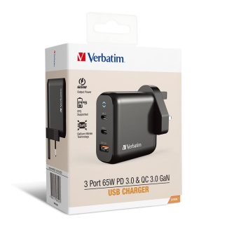 Verbatim-65W 快充 QC 3.0 USB插頭